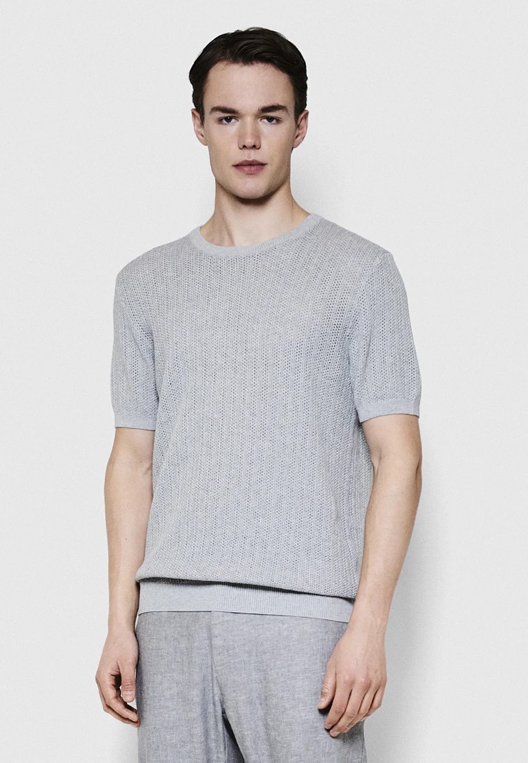 t-shirt a girocollo in maglia