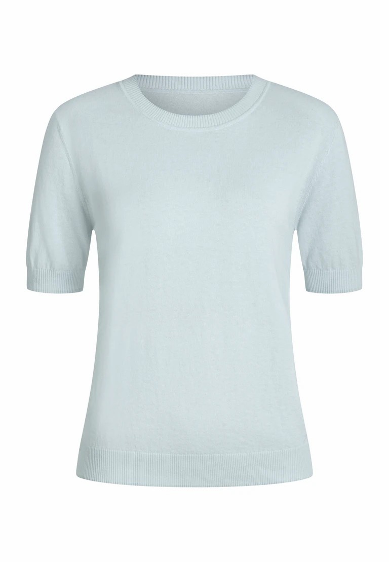 t-shirt a rotondo in lavorazione a maglia